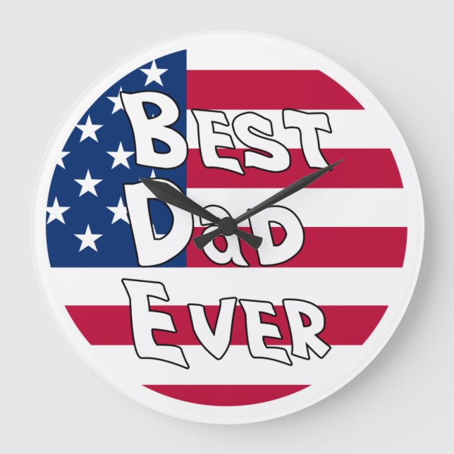 Bester Vater je USA-Flagge Große Wanduhr (Vorderseite)