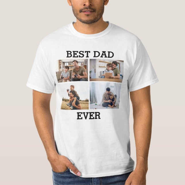 Bester Vater je Vater Daddy Foto Collage Bild T-Shirt