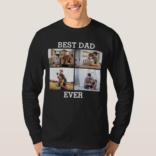 Bester Vater je Vater Daddy Foto Collage Bild T-Shirt (Vorderseite)