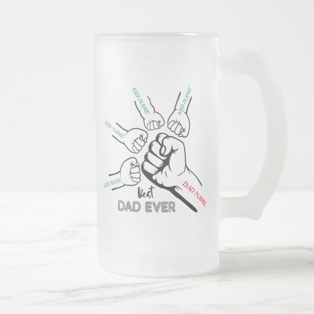 Bester Vater je, Vater von 4, Name des Vaters Mattglas Bierglas (Rechts)