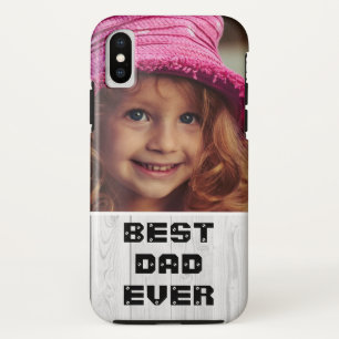 Bester Vater je Vater's Day 2020 Graues Wood Foto Case-Mate iPhone Hülle