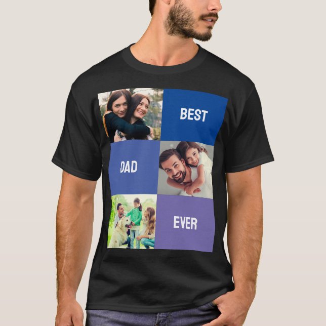 Bester Vater je | Vatertag 3 FotoCollage T-Shirt (Vorderseite)