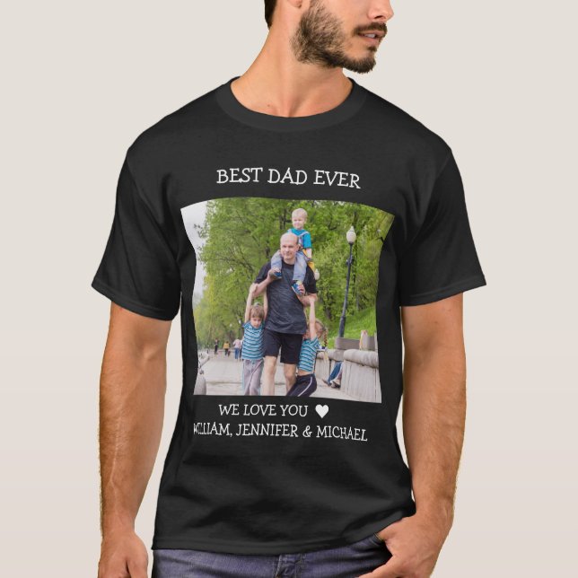 Bester Vater je Vatertag Benutzerdefinierter Foto- T-Shirt (Vorderseite)