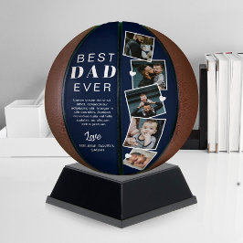 Bester Vater je Vatertag Foto Collage Navy Blue Basketball