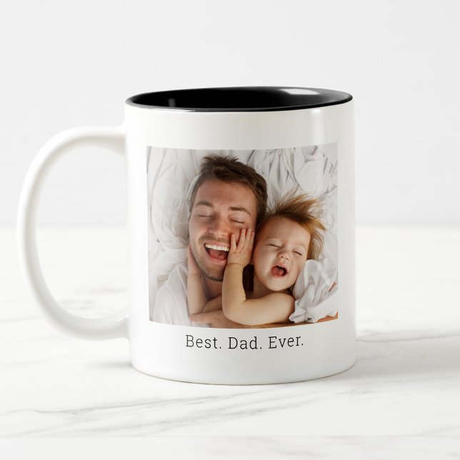 Bester Vater je Vatertag Foto Zweifarbige Tasse (Best Dad Ever Father's Day Photo Two-Tone Coffee Mug)