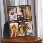 Bester Vater je Vatertag Holzfoto Collage Fotoplatte<br><div class="desc">Feiern Sie Ihren Vater mit dem "Besten Vater je" Foto Collage Plaque, eine herzliche Hommage an den Mann, der die Welt für Sie bedeutet. Diese wunderschön gestaltete Plakette besticht durch eine hochwertige, individuell gestaltbare Collage aus Foto, in der Sie wertvolle Erinnerungen und besondere Momente vorstellen können. Die Collage ist elegant...</div>