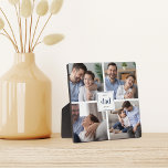 Bester Vater je Vatertag Kinder FotoCollage Fotoplatte<br><div class="desc">Schenken Sie Papa diesen Tag des Vaters ein Geschenk mit dieser vier Foto-Collage-Plakette. "Best Vater Ever" erscheint in der Mitte in grauem und marineblau Set auf einem weißen Platz. Mit vier quadratischen Fotos individuell anpassen.</div>