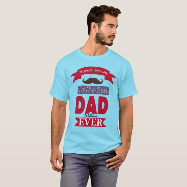 Bester Vater je Vatertag Mustache benutzerdefinier T-Shirt (Vorne ganz)