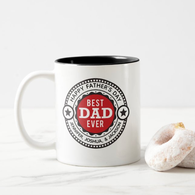 Bester Vater je Vatertag Zweifarbige Tasse (Mit Donut)