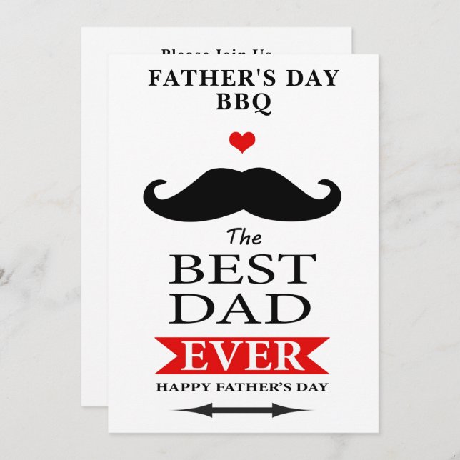 Bester Vater je Vathers Day Mustache Luncheon GRIL Einladung (Vorne/Hinten)