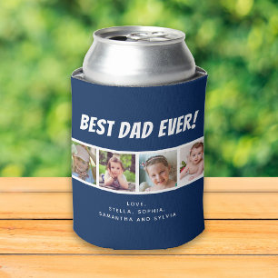 Bester Vater je Vier Fotos dunkelblau kälter Dosenkühler