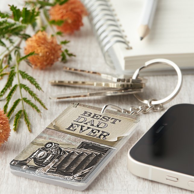 Bester Vater je Vintag Camera Vatertag Antike Schlüsselanhänger (Vorderseite rechts)