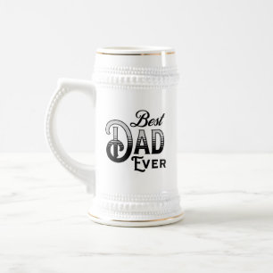 Bester Vater je   Vintager Schwarzweißtext Bierglas