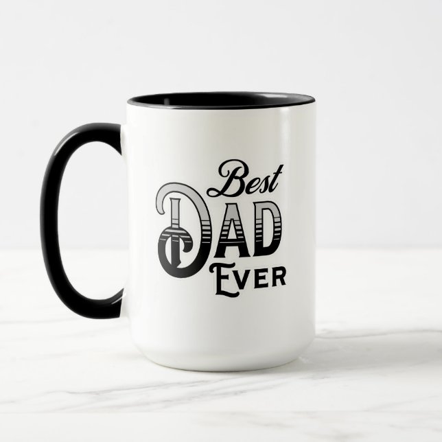 Bester Vater je | Vintager Schwarzweißtext Tasse (Links)
