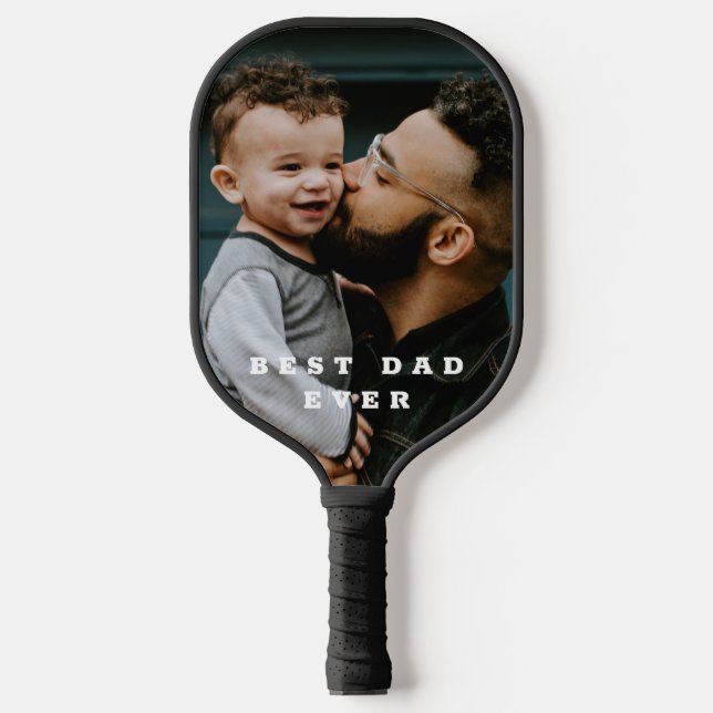 Bester Vater je Volles Foto Personalisiert Pickleball Schläger (Vorderseite)