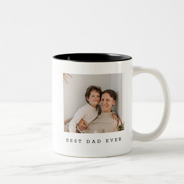 Bester Vater je Volles Foto Personalisiert Zweifarbige Tasse (Rechts)
