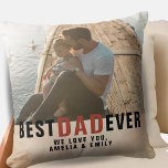 Bester Vater je Wasserfarbe Foto des Vaters Kissen<br><div class="desc">Bester Vater je Wasserfarbe Vatertag Foto Kissen. Rosa,  orangefarbene Aquarellbilder mit dem besten Papa aller Zeiten in trendiger Typografie. Passen Sie den Text an und fügen Sie Ihr Foto hinzu.</div>