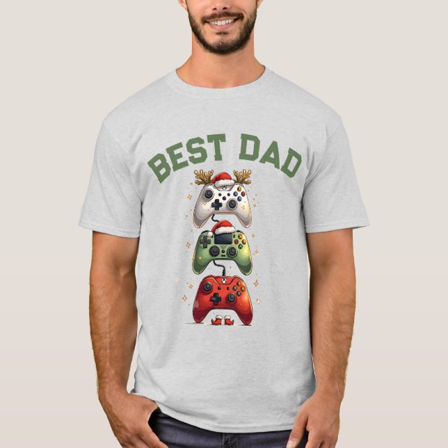 Bester Vater je - Weihnachts-Gaming-Geschenk T-Shirt (Vorderseite)