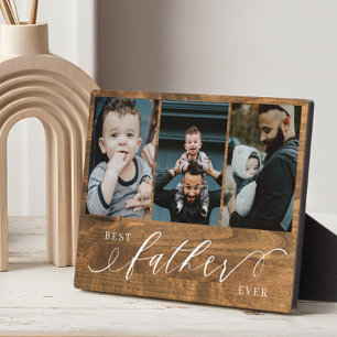Bester Vater je Woodgrain Vatertag Geschenk Foto Fotoplatte