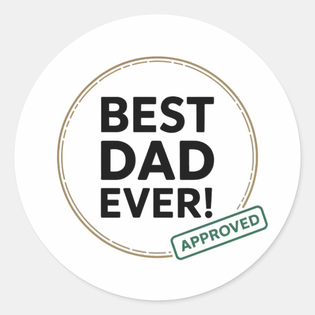 Bester Vater je, Zugelassenes Textdesign Runder Aufkleber (Vorderseite)