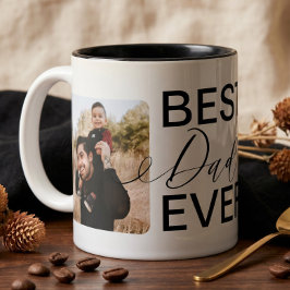 Bester Vater je zwei Vollbildfotocollagen Zweifarbige Tasse