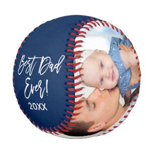 Bester Vater jedes Jahr 2 Foto Pinselschrift blau Baseball
