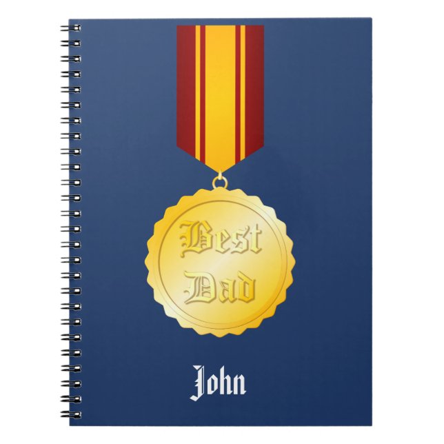 Bester Vater-Medaille Brooch Vatertag Notizblock (Vorderseite)