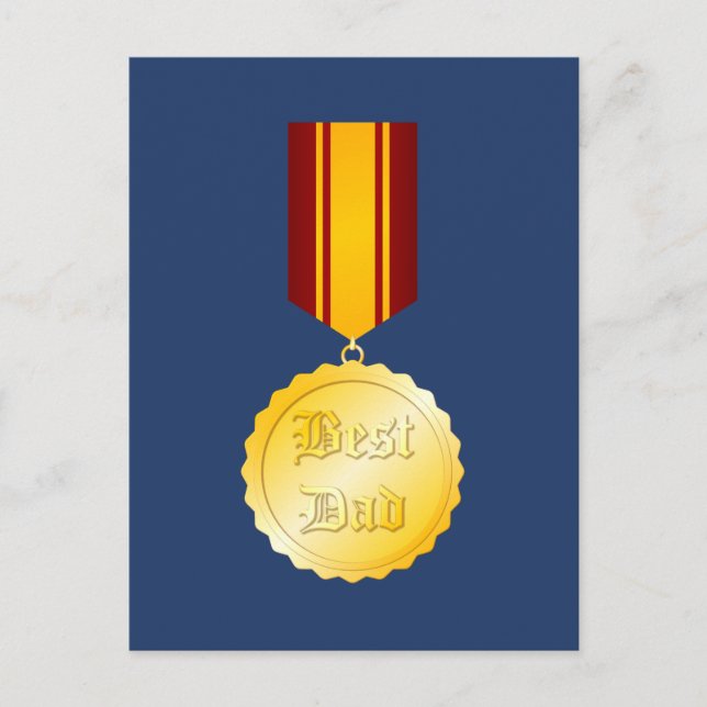 Bester Vater-Medaille Brooch Vatertag Postkarte (Vorderseite)