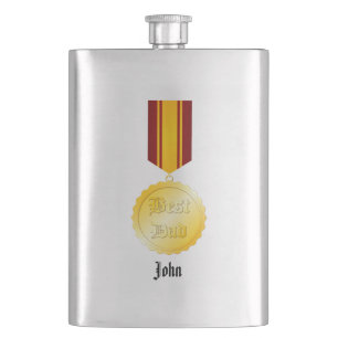 Bester Vater Medaillen-Brosche Vatertag Flachmann
