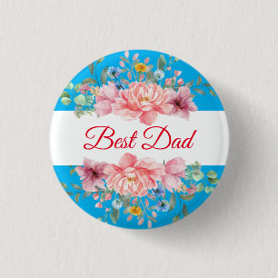 Bester Vater mit Blumenbezug Button