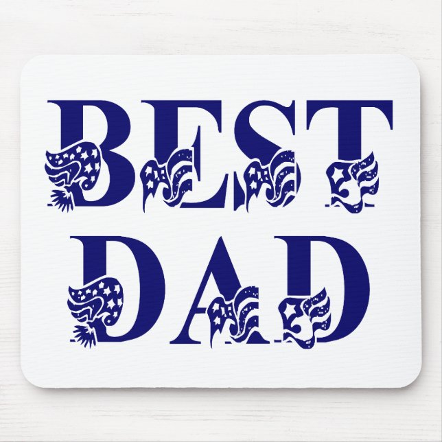 Bester Vater mit Flags Blue Text Mousepad (Vorne)