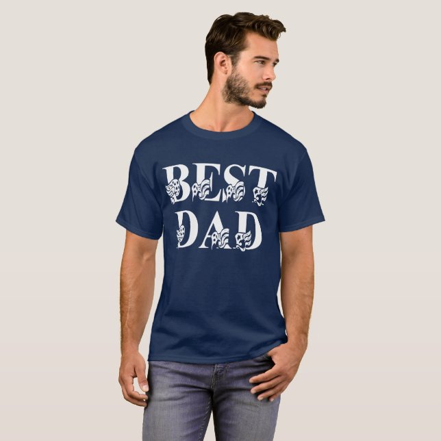 Bester Vater mit Flags White Text Vathage Day T-Shirt (Vorne ganz)