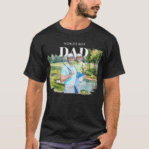 Bester Vater mit individuellem Foto-Monogramm Golf T-Shirt
