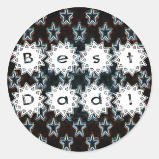 Bester Vater mit Neon Stars Runder Aufkleber