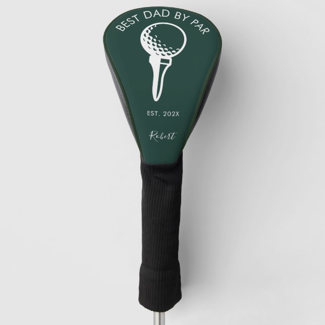Bester Vater mit Par Custom Script Minimalistisch Golf Headcover (Vorderseite)