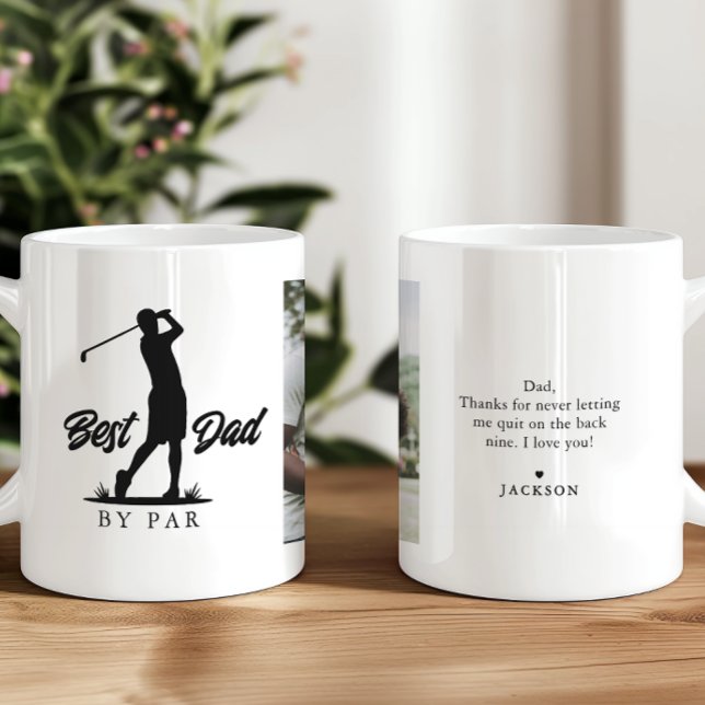 Bester Vater mit Par-Foto & Nachricht Golfer Kaffeetasse (Von Creator hochgeladen)