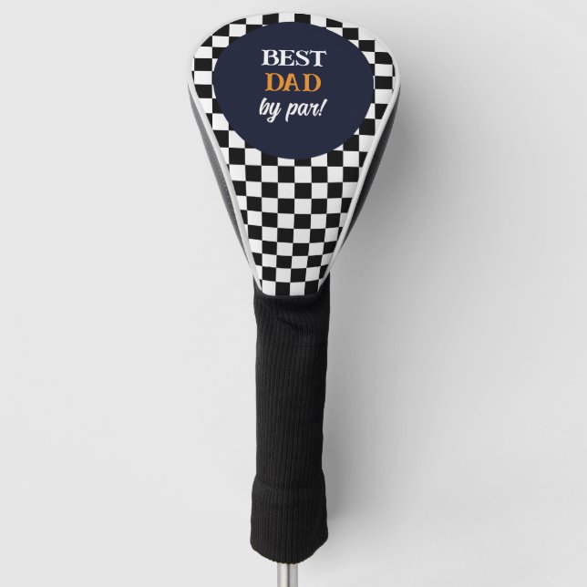 Bester Vater Moderner Schwarz-Weiß-Karo Golf Headcover (Vorderseite)