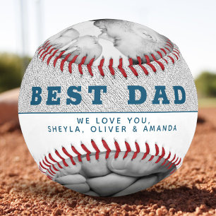 Bester Vater modernes Blau Vatertag 3 Foto Collage Baseball
