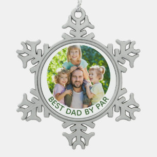Bester Vater nach Maß Foto Golf Themenwelt Ornamen Schneeflocken Zinn-Ornament