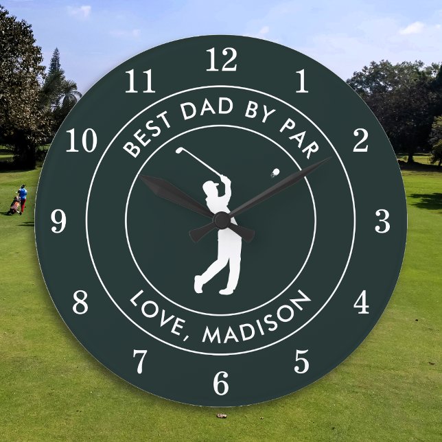 Bester Vater nach Par benutzerdefinierten Golfer N Große Wanduhr (Von Creator hochgeladen)