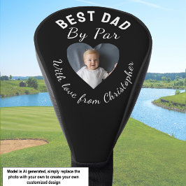 Bester Vater nach Par Custom Foto Grün Schwarz Golf Headcover