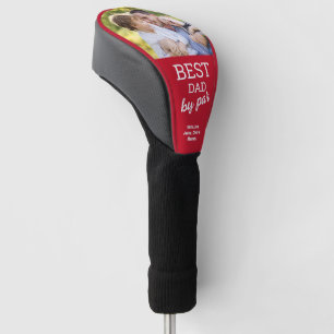 Bester Vater nach Par Custom Foto Vatertag Rot Golf Headcover