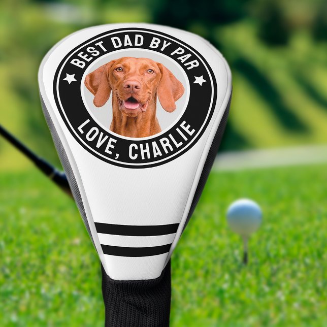 Bester Vater nach Par Custom Pet Hund Foto Schwarz Golf Headcover (Best Dog Dad by Par Golf Head Cover for Golf lovers)