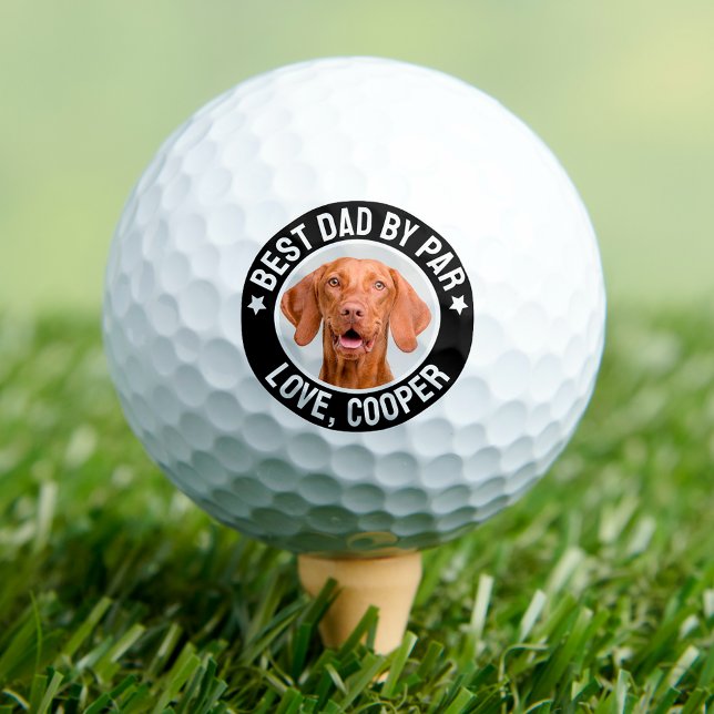 Bester Vater nach Par Custom Pet Hund Foto Schwarz Golfball (Von Creator hochgeladen)