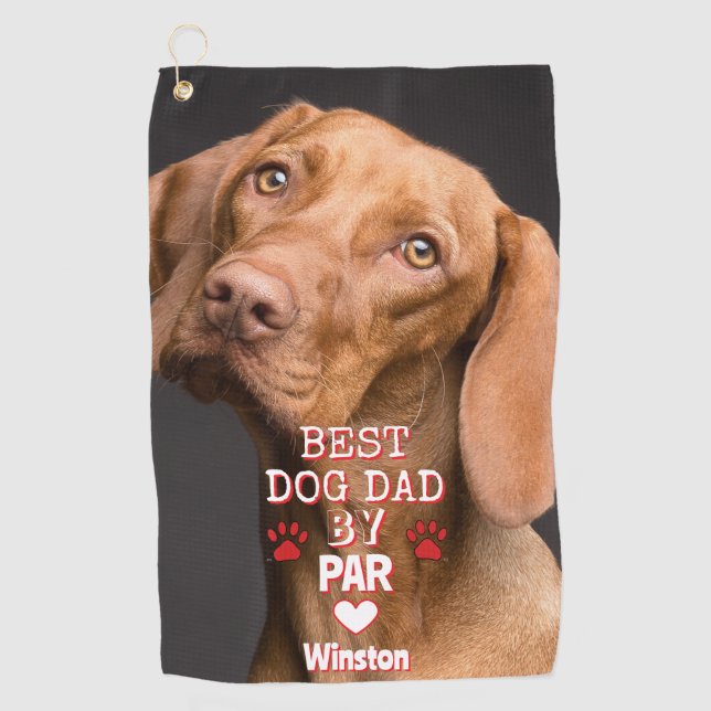 Bester Vater nach Par Dog Foto Golfhandtuch (Vorderseite)