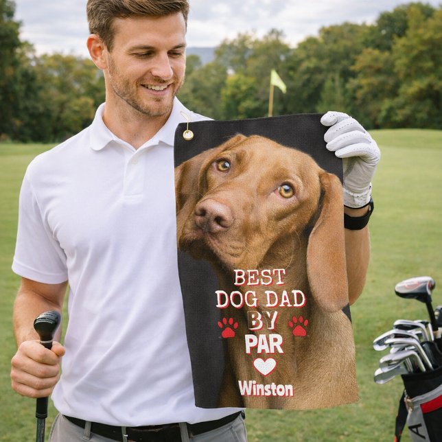 Bester Vater nach Par Dog Foto Golfhandtuch (Von Creator hochgeladen)