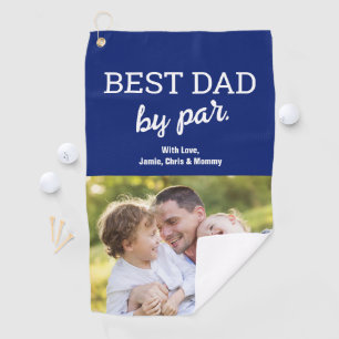 Bester Vater nach Par Foto Blue Vatertag Custom Golfhandtuch