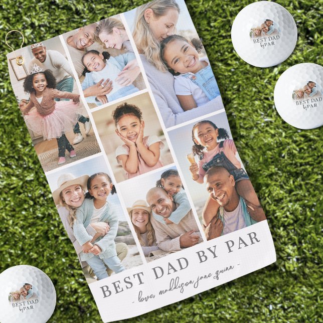Bester Vater nach Par Foto Collage Vater Golfhandtuch (Best Dad By Par Photo Collage Father Golf Towel )