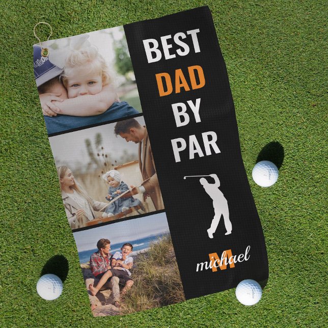 Bester Vater nach Par Foto Monogram Vathday Gesche Golfhandtuch (Von Creator hochgeladen)