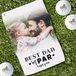 Bester Vater nach Par Foto Vatertag Golfhandtuch
